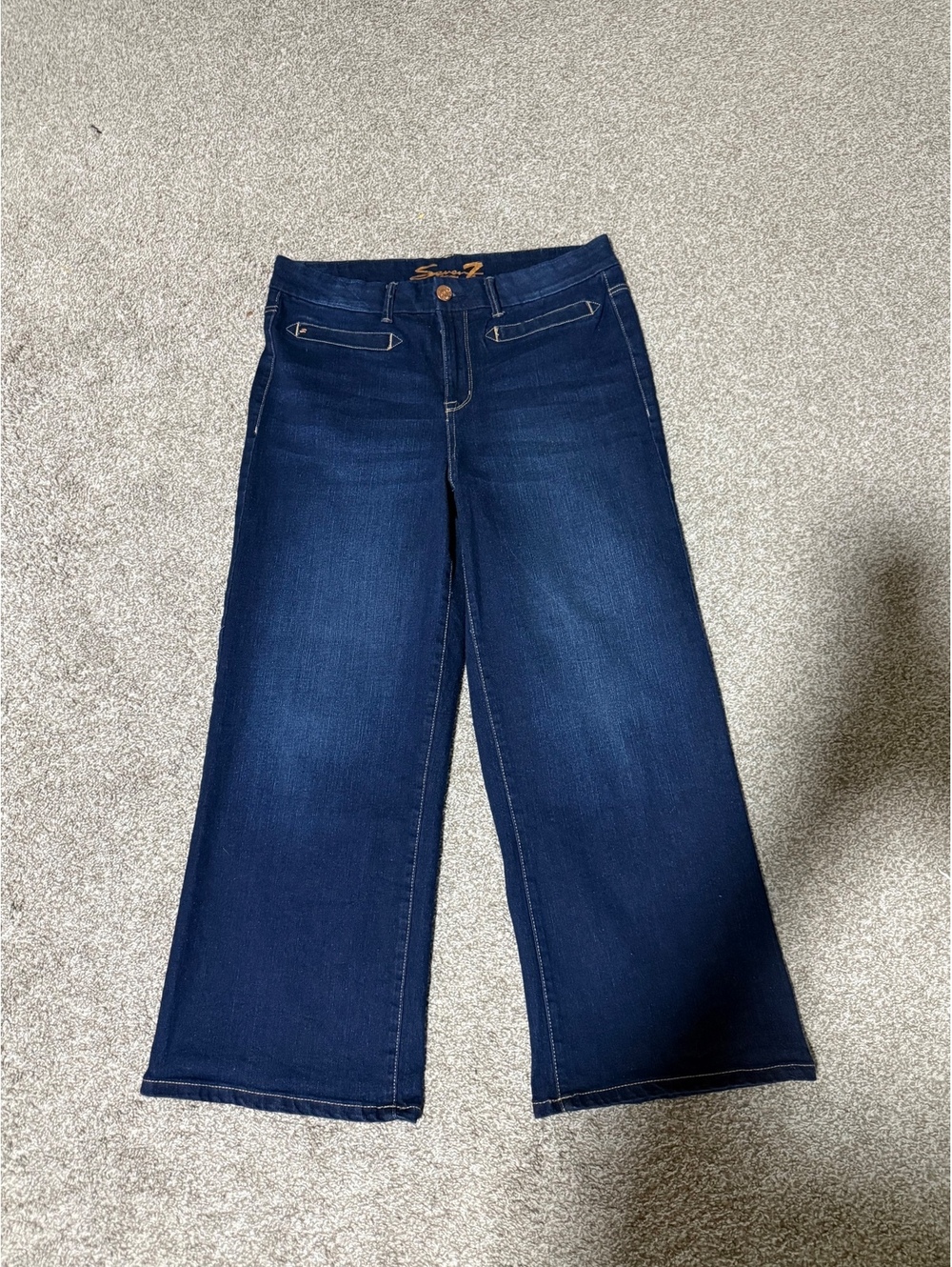 Seven7 Gramercy Wide Leg Gaucho Jeans Size 10 Dark Blue Denim